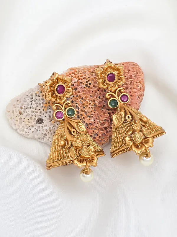 Gold_Plated_Floral_Jhumka_Earrings