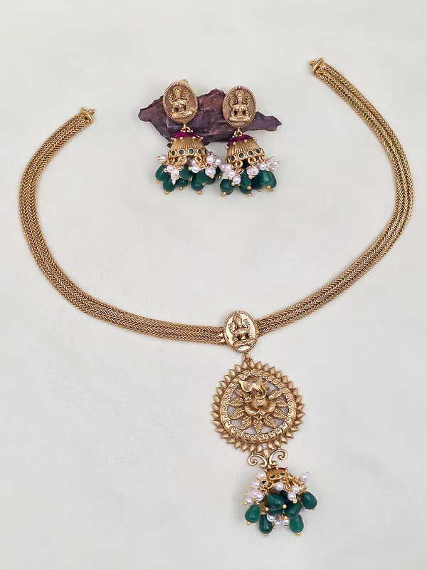Gold-Plated_Jhumka_Necklace_Set_with_Earrings
