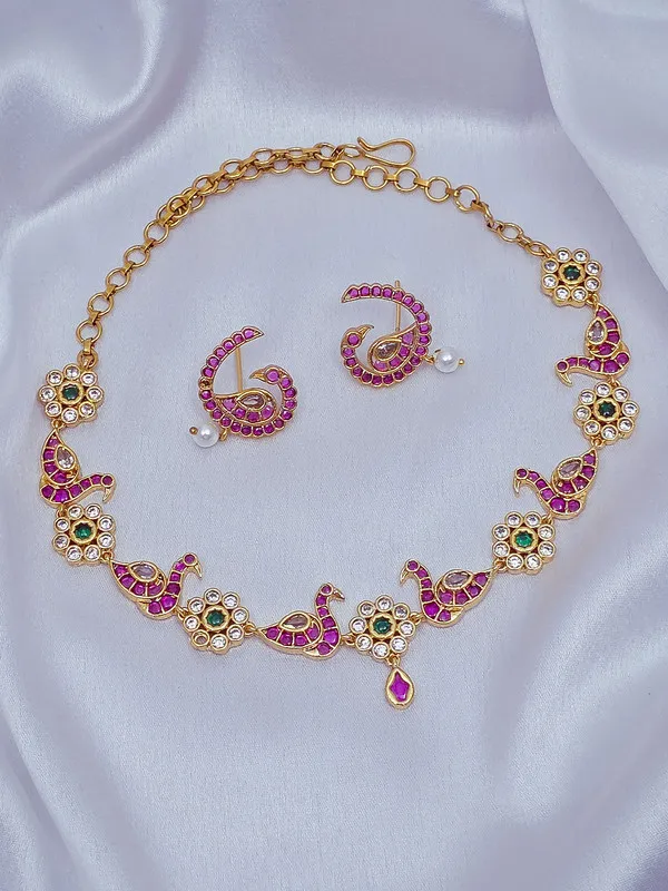 Gold_Plated_Pink_Purple_Necklace_Set