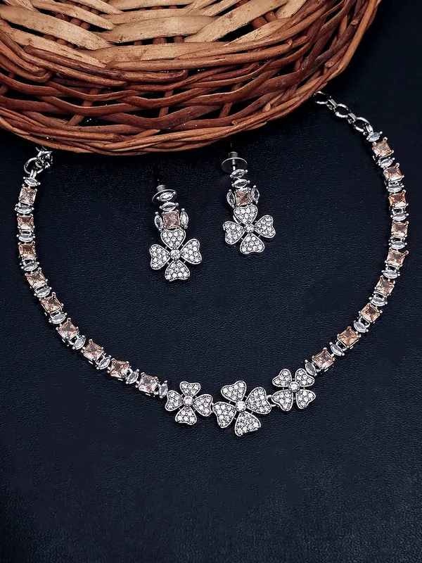 Floral_Crystal_Necklace_Earrings_Set