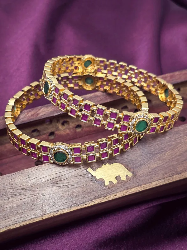 Goldtone_Emerald_Purple_Stone_Bangles