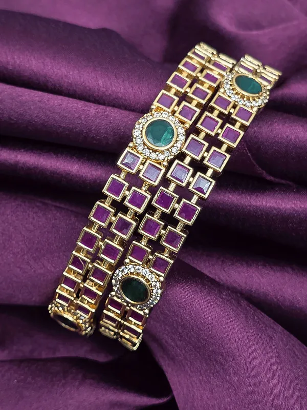 Goldtone_Emerald_Purple_Stone_Bangles