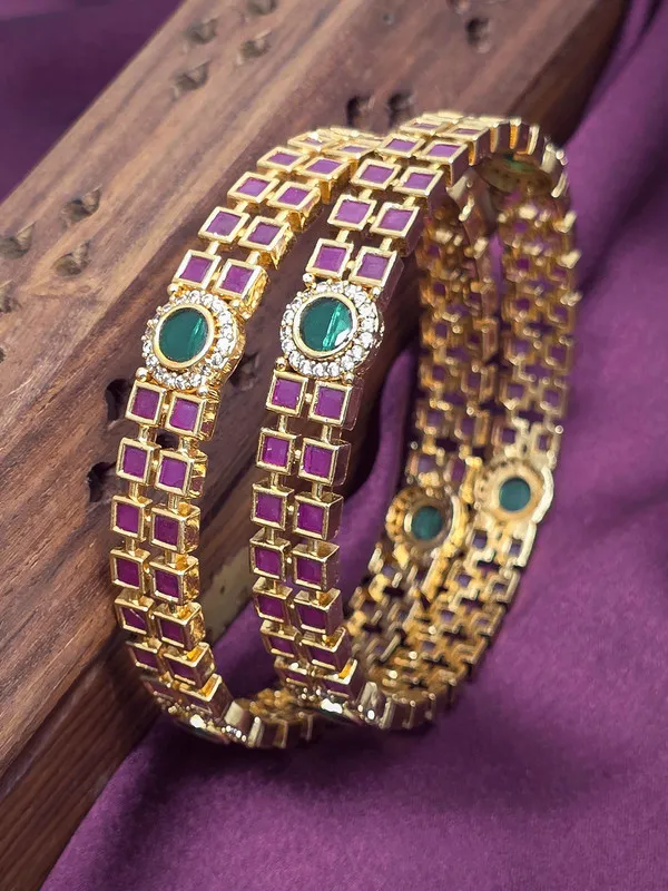 Goldtone_Emerald_Purple_Stone_Bangles