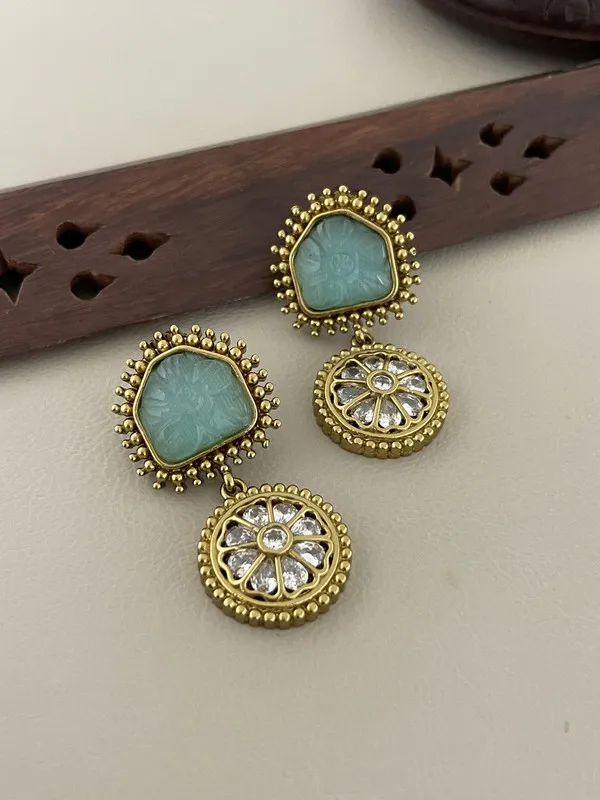 Gold_Plated_Turquoise_Necklace_Earrings_Set