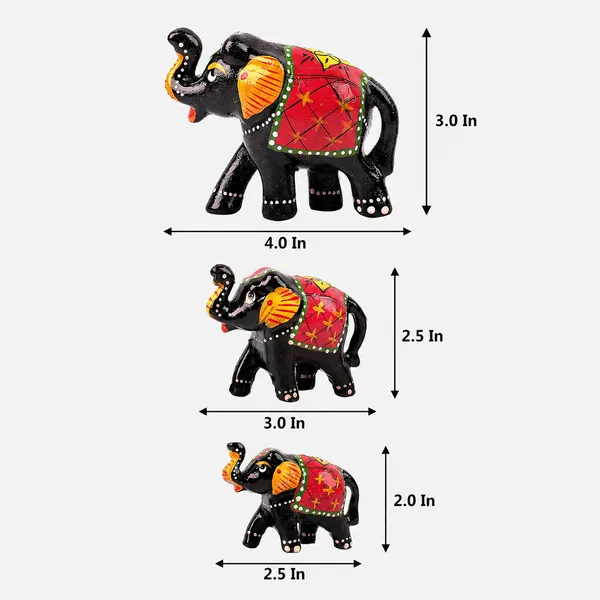 DreamKraft_Paper_Mache_Elephant_Showpieces,_Black,_Set_of_3