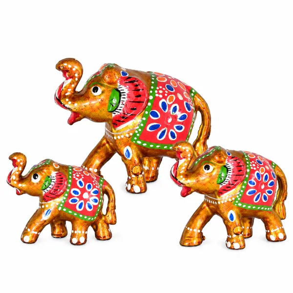 DreamKraft_Paper_Mache_Elephant_Showpiece_Set_of_3,_Yellow