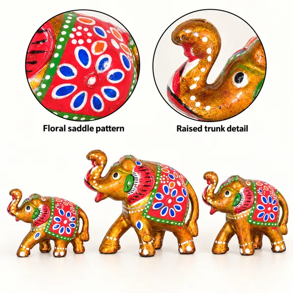 DreamKraft_Paper_Mache_Elephant_Showpiece_Set_of_3,_Yellow
