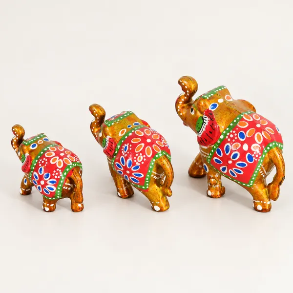 DreamKraft_Paper_Mache_Elephant_Showpiece_Set_of_3,_Yellow