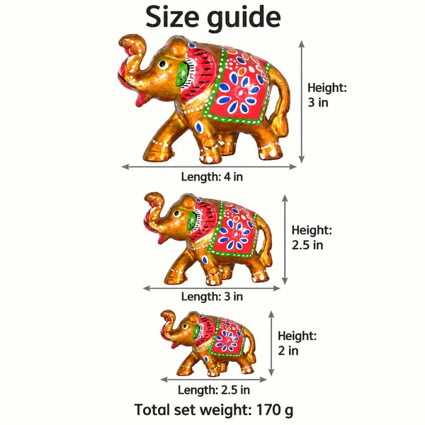 DreamKraft_Paper_Mache_Elephant_Showpiece_Set_of_3,_Yellow