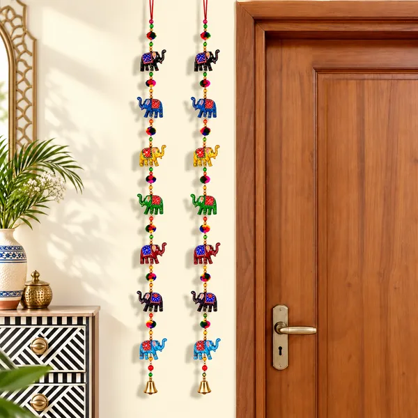 DreamKraft_Paper_Mache_Elephant_Door_Hangings,_Multicolour,_Set_of_2