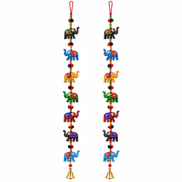 DreamKraft_Paper_Mache_Elephant_Door_Hangings,_Multicolour,_Set_of_2