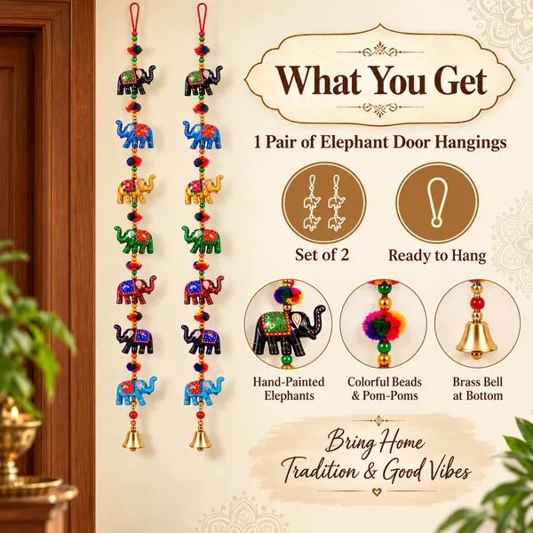 DreamKraft_Paper_Mache_Elephant_Door_Hangings,_Multicolour,_Set_of_2