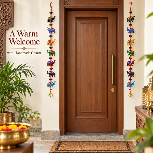 DreamKraft_Paper_Mache_Elephant_Door_Hangings,_Multicolour,_Set_of_2