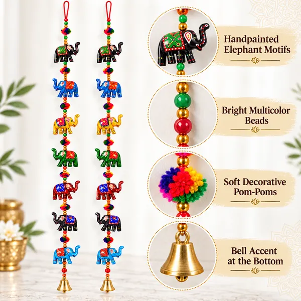 DreamKraft_Paper_Mache_Elephant_Door_Hangings,_Multicolour,_Set_of_2