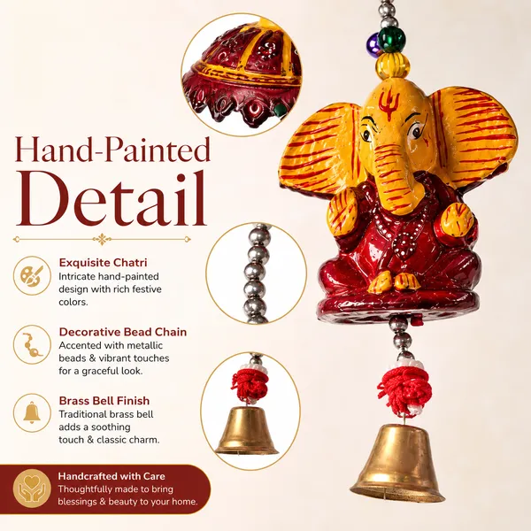 DreamKraft_Ganesha_Door_Hanging_Set_of_2,_Yellow,_Decorative_Canopy_and_Bell
