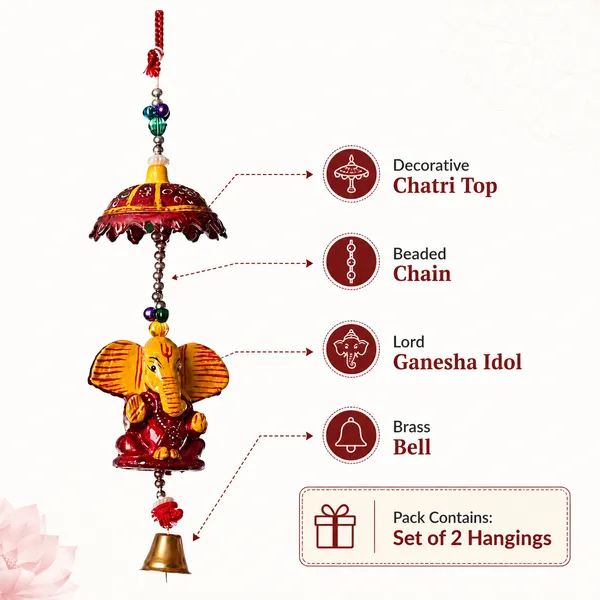 DreamKraft_Ganesha_Door_Hanging_Set_of_2,_Yellow,_Decorative_Canopy_and_Bell