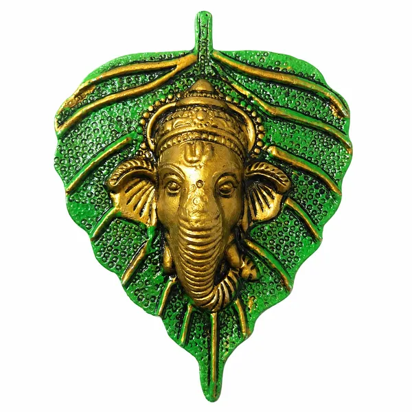 DreamKraft_Metal_Ganesha_Leaf_Wall_Hanging,_Green