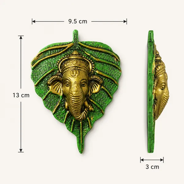 DreamKraft_Metal_Ganesha_Leaf_Wall_Hanging,_Green