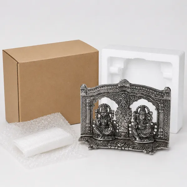 White_Metal_Silver_Color_Laxmi_Ganesh_Temple
