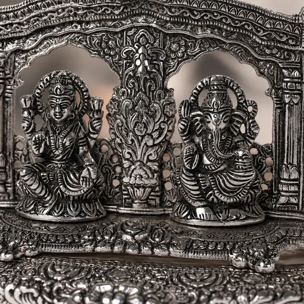 White_Metal_Silver_Color_Laxmi_Ganesh_Temple