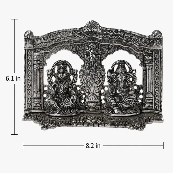 White_Metal_Silver_Color_Laxmi_Ganesh_Temple