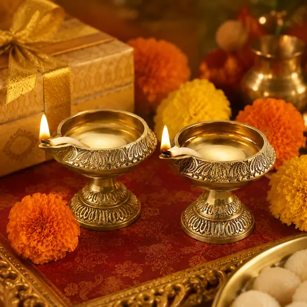DreamKraft_Brass_Pedestal_Diya_Pair,_Gold,_6_cm
