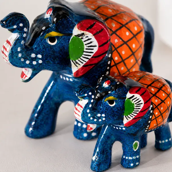 Paper_Mache_Elephant_Showpiece_(Set_of_3,_Blue)