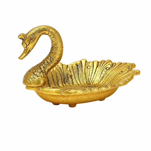 White_Metal_Duck_Shaped_Solid_Dry_Fruit_Tray_(Gold)