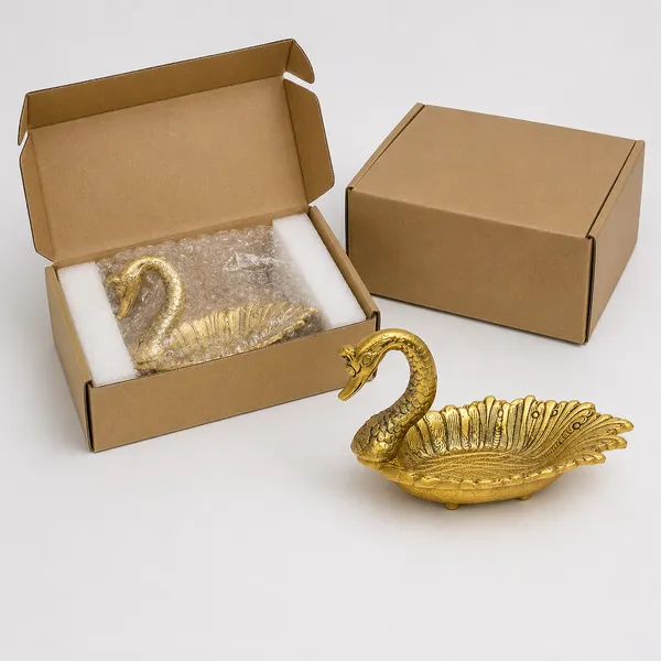 White_Metal_Duck_Shaped_Solid_Dry_Fruit_Tray_(Gold)