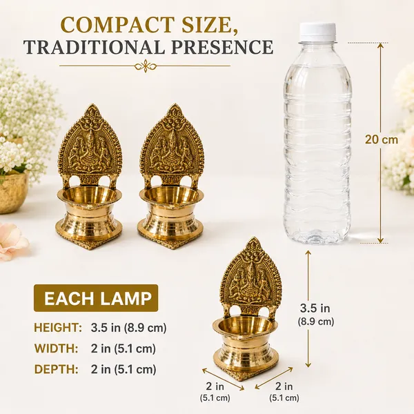 DreamKraft_Brass_Oil_Lamp_Diya_Set_of_2,_Golden_Pooja_Deepak,_3.5_Inch