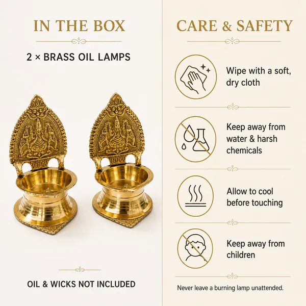 DreamKraft_Brass_Oil_Lamp_Diya_Set_of_2,_Golden_Pooja_Deepak,_3.5_Inch
