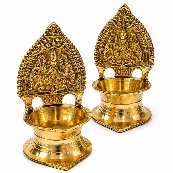 DreamKraft_Brass_Oil_Lamp_Diya_Set_of_2,_Golden_Pooja_Deepak,_3.5_Inch