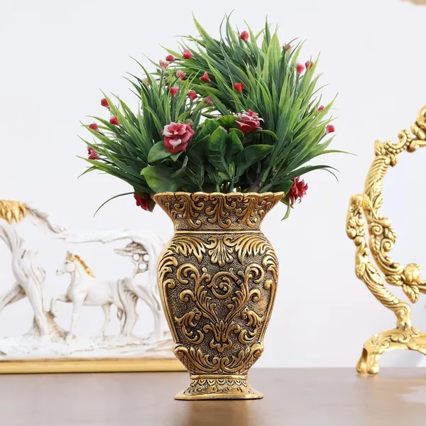 DreamKraft_Decorative_Metal_Vase_Antique_Gold_Finish_Baroque_Floral_Pattern_Traditional_Ornate_Design