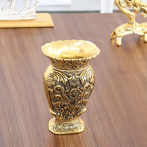 DreamKraft_Decorative_Metal_Vase_Antique_Gold_Finish_Baroque_Floral_Pattern_Traditional_Ornate_Design