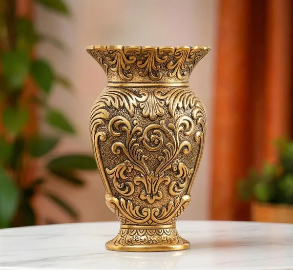 DreamKraft_Decorative_Metal_Vase_Antique_Gold_Finish_Baroque_Floral_Pattern_Traditional_Ornate_Design