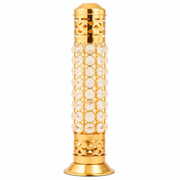 DreamKraft_Gold-Plated_Brass_Incense_Holder_with_Crystal_Accents,_13_cm