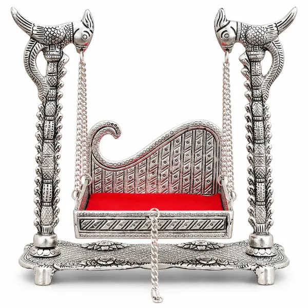 DreamKraft_Metal_Krishna_Jhula_Palna_for_Laddu_Gopal,_Silver,_25_x_10_x_24_cm