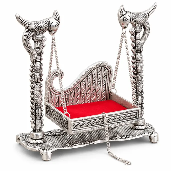 DreamKraft_Metal_Krishna_Jhula_Palna_for_Laddu_Gopal,_Silver,_25_x_10_x_24_cm