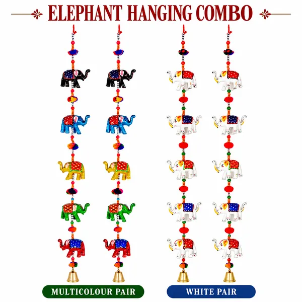 DreamKraft_Paper_Mache_Elephant_Door_Hanging_Combo,_Multicolour,_Set_of_4