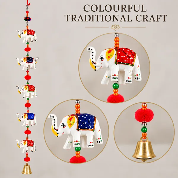 DreamKraft_Paper_Mache_Elephant_Door_Hanging_Combo,_Multicolour,_Set_of_4