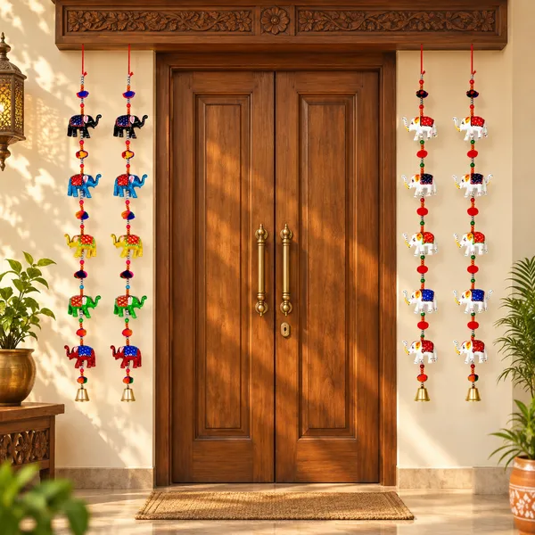 DreamKraft_Paper_Mache_Elephant_Door_Hanging_Combo,_Multicolour,_Set_of_4