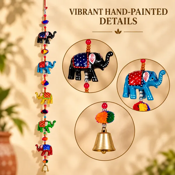 DreamKraft_Paper_Mache_Elephant_Door_Hanging_Combo,_Multicolour,_Set_of_4