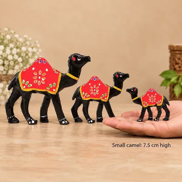 DreamKraft_Paper_Mache_Camel_Showpiece_Set_of_3,_Black
