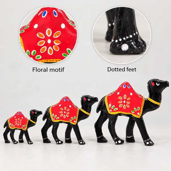 DreamKraft_Paper_Mache_Camel_Showpiece_Set_of_3,_Black