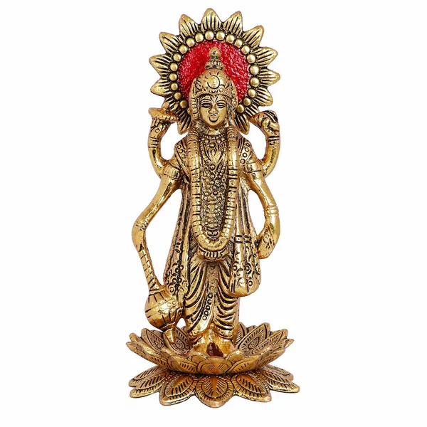 DreamKraft_Vishnu_Narayan_Metal_Idol_on_Lotus,_19_cm_Height
