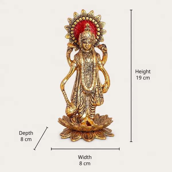 DreamKraft_Vishnu_Narayan_Metal_Idol_on_Lotus,_19_cm_Height