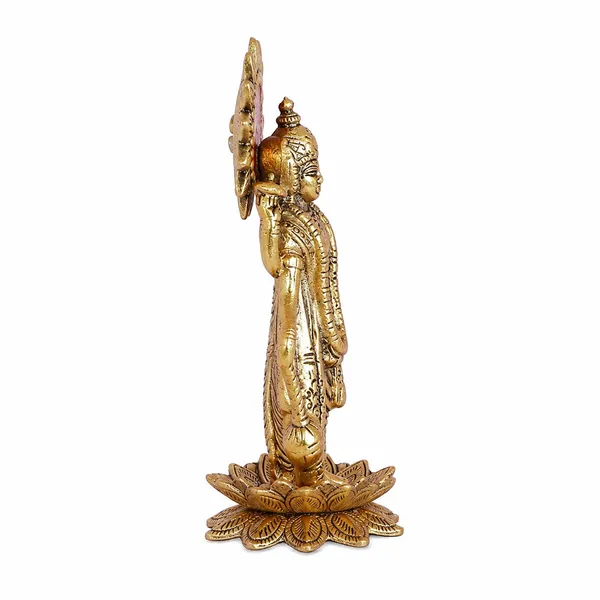 DreamKraft_Vishnu_Narayan_Metal_Idol_on_Lotus,_19_cm_Height