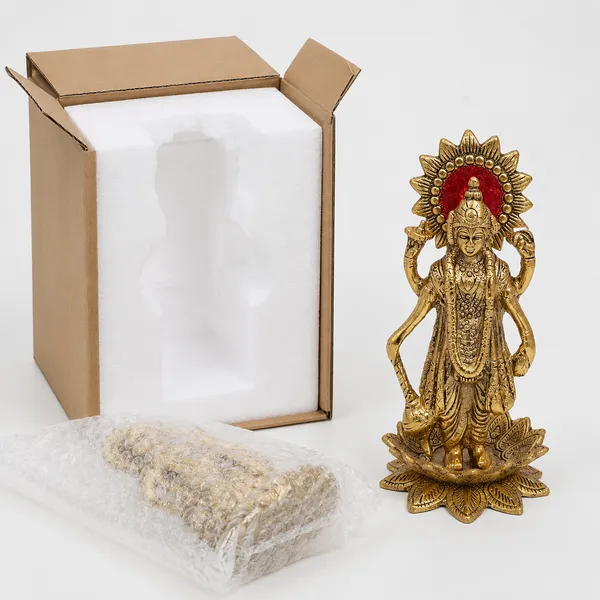 DreamKraft_Vishnu_Narayan_Metal_Idol_on_Lotus,_19_cm_Height