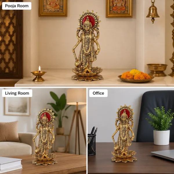 DreamKraft_Vishnu_Narayan_Metal_Idol_on_Lotus,_19_cm_Height