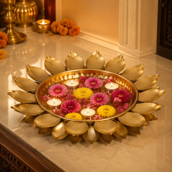 DreamKraft_Iron_Lotus_Urli_Bowl,_Gold,_30_cm
